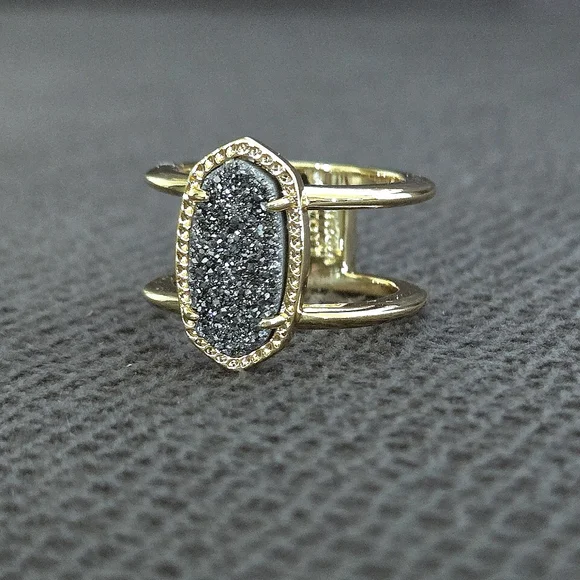 ✨️HP✨️ Kendra Scott "Elyse" Double✌️ Band Platinum Drusy Ring💍 - Picture 7 of 16